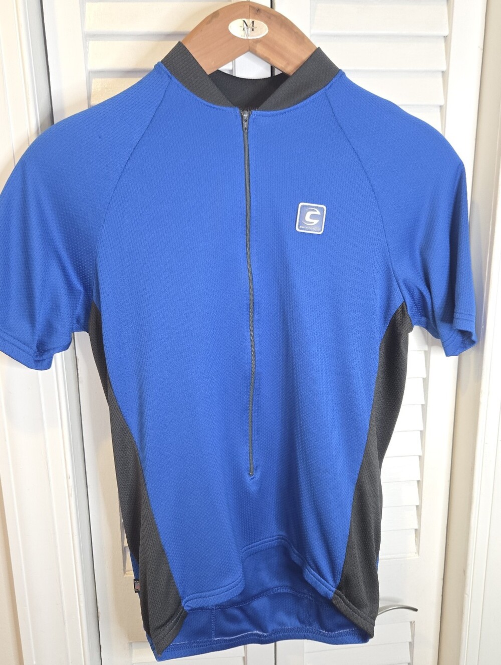 Vintage Cannondale Cycling Jersey Mens Large Made in USA Blue Black 1/4 Zip HPX